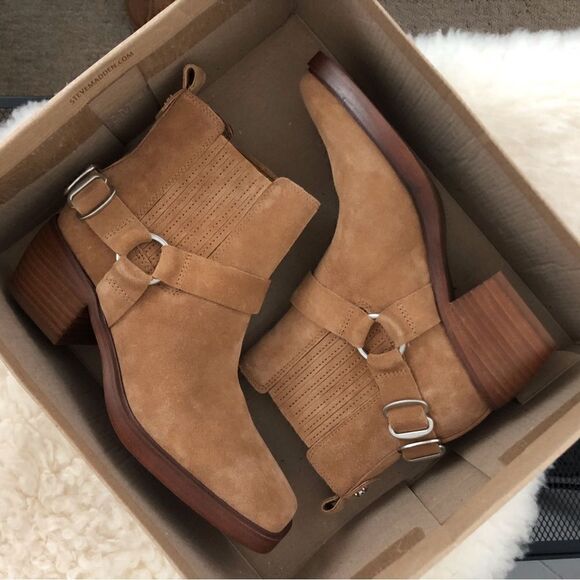 Sam Edelman Bellamie Leather Suede Western Style Ankle Boots Camel Size 6 - Picture 11 of 11